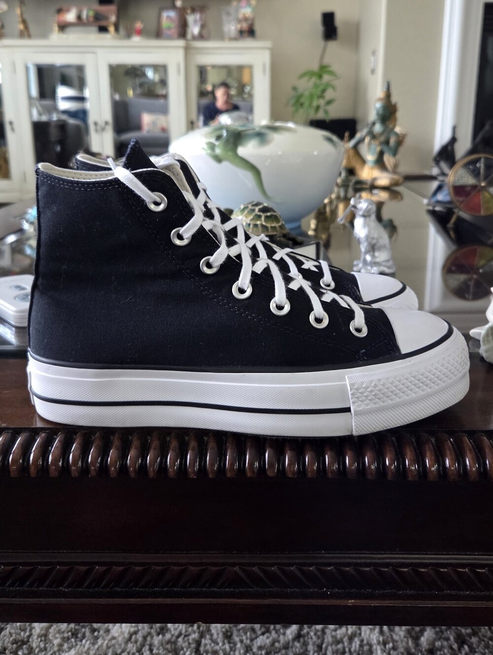 High-Top Canvas Sneakers in Black and White
